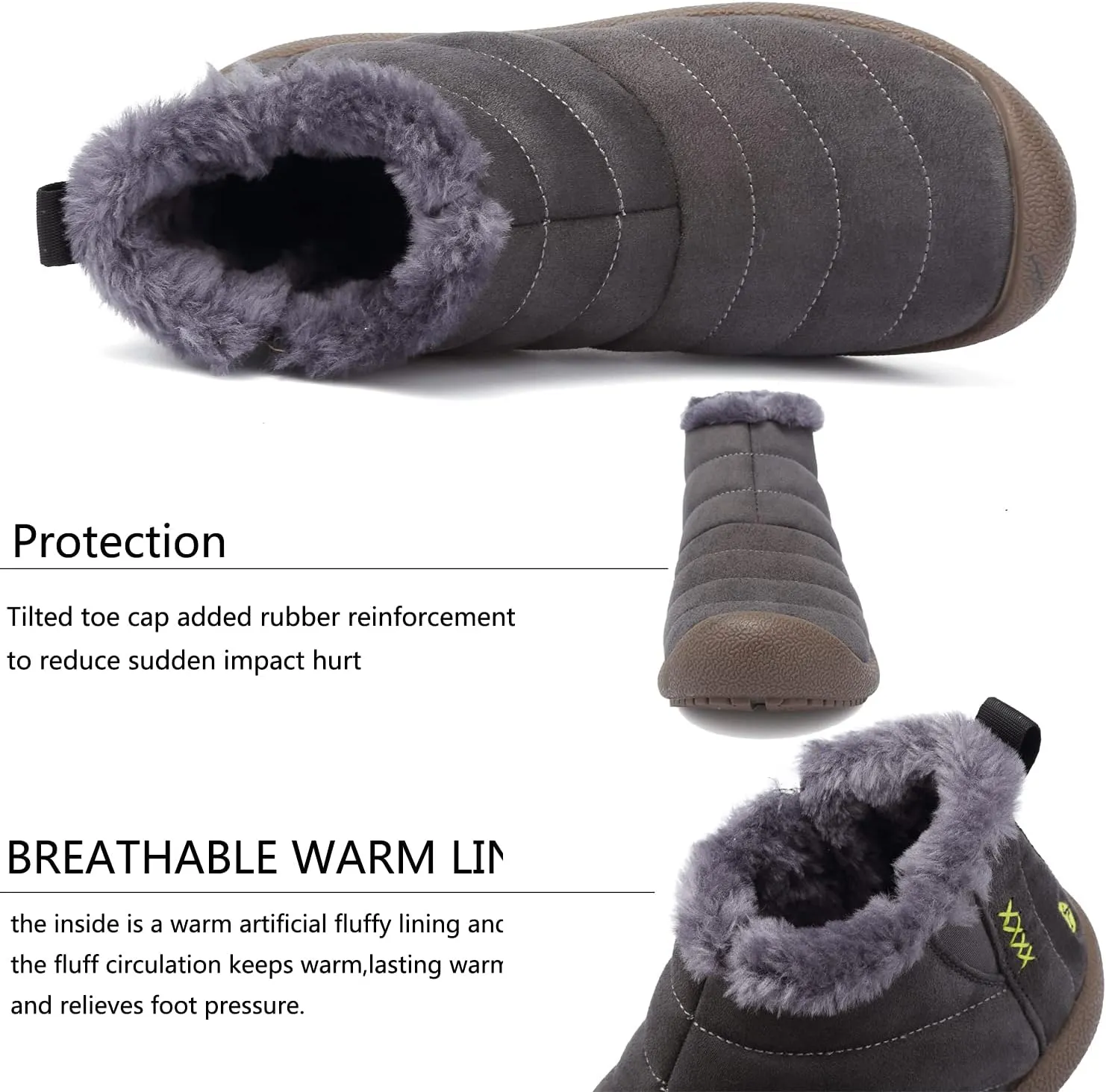 DimaiGlobal Men's Snow Boots Winter Boots Warm Ankle Boots Slip On Fur Lined Booties Water Resistant Outdoor Walking Shoes 6-13US