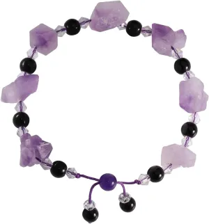 Jewever Natural Raw Amethystine bracelet with Braided Rope Gemstone Jewelry for Woman