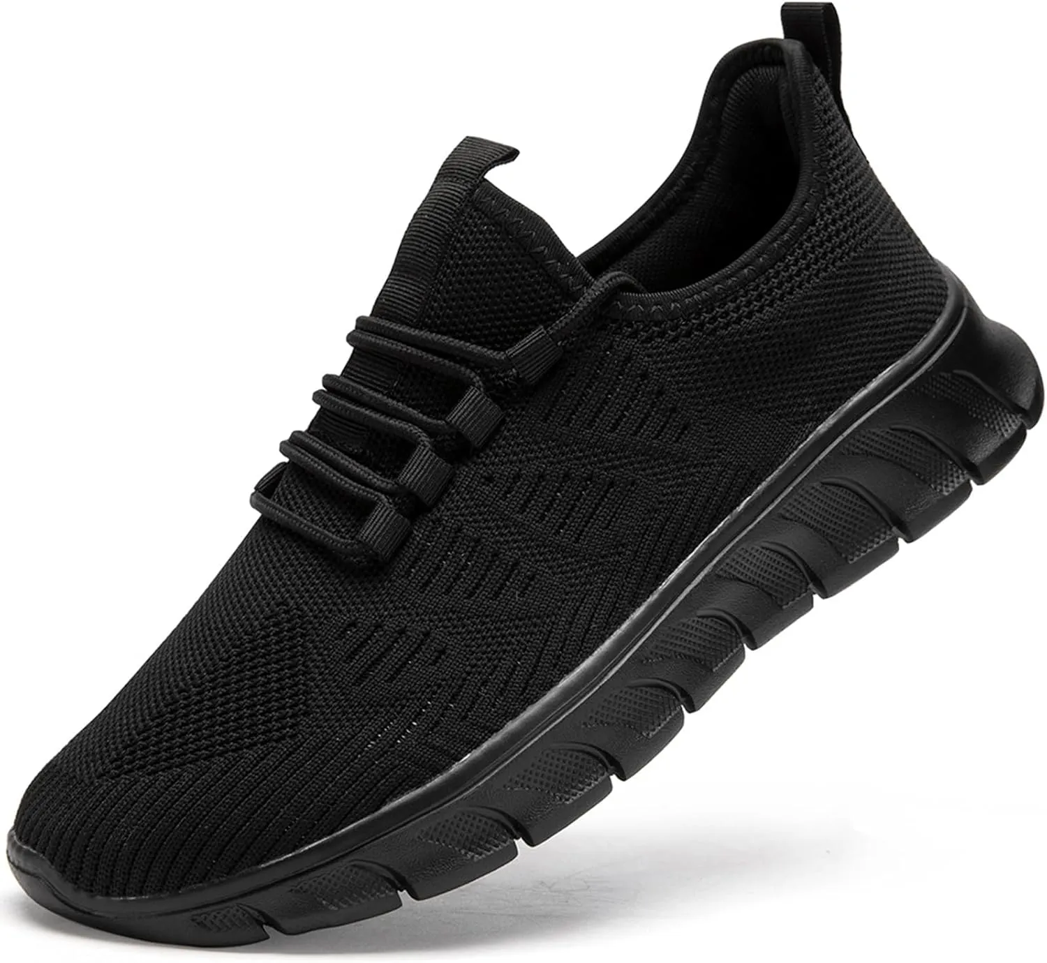 Men Tennis Shoes Running - Gym Sneakers Shoes Walking Workout Non Slip Walking Athletic Slip on Breathable Mesh Comfortable Lightweight Casual Sports Black 8.5