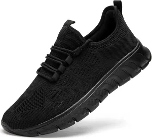 Men Tennis Shoes Running - Gym Sneakers Shoes Walking Workout Non Slip Walking Athletic Slip on Breathable Mesh Comfortable Lightweight Casual Sports Black 8.5