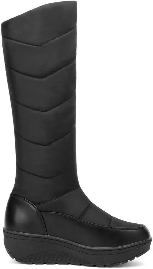 MIOKE Women's Fashion Snow Boots Waterproof Rain Mid Wide Calf Fur Lined Platform Winter Warm Snow Boot