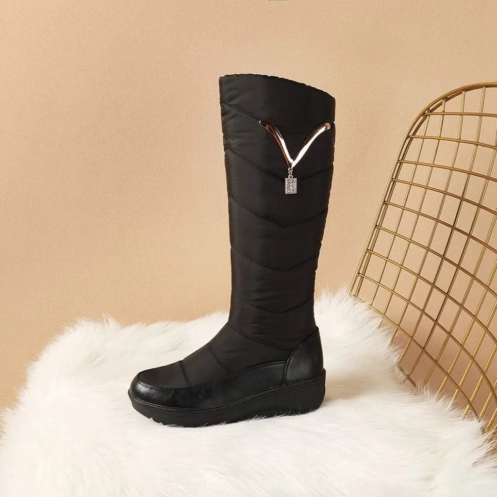 MIOKE Women's Fashion Snow Boots Waterproof Rain Mid Wide Calf Fur Lined Platform Winter Warm Snow Boot
