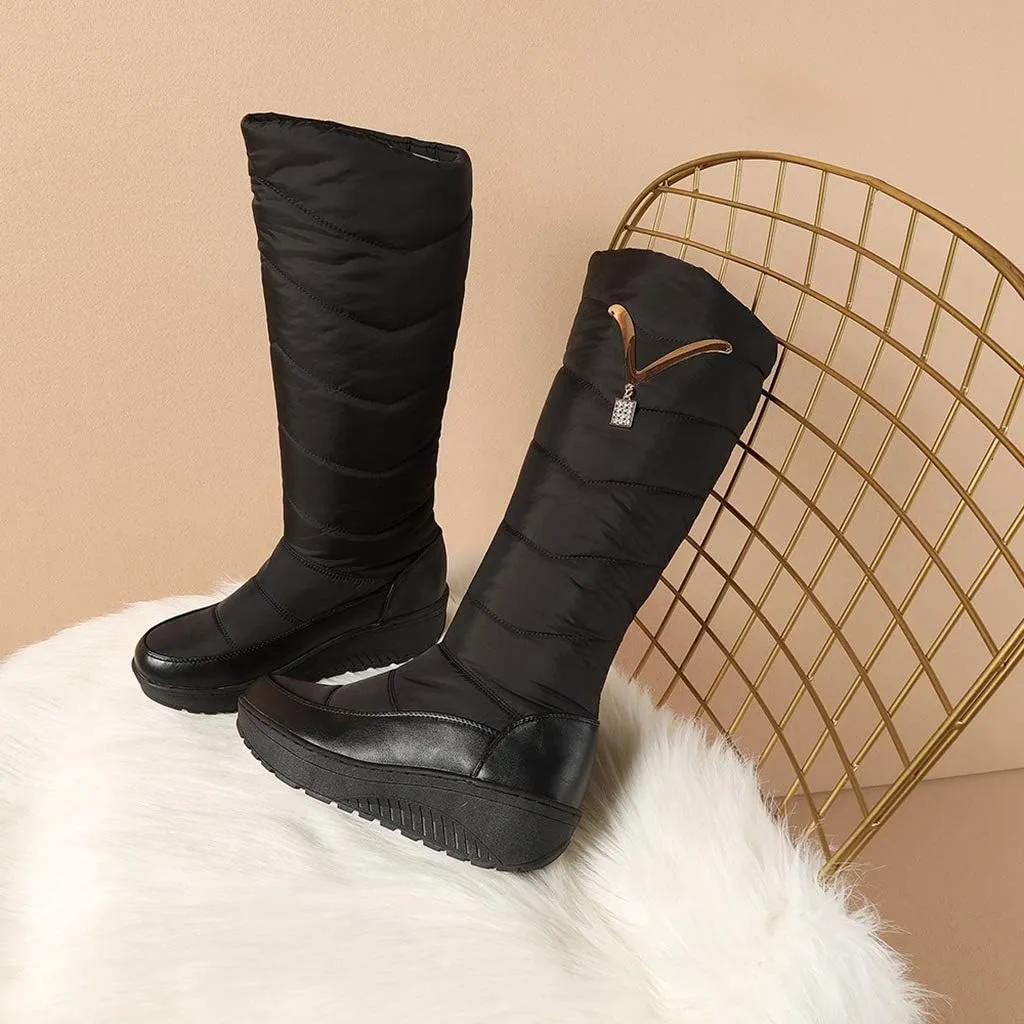 MIOKE Women's Fashion Snow Boots Waterproof Rain Mid Wide Calf Fur Lined Platform Winter Warm Snow Boot