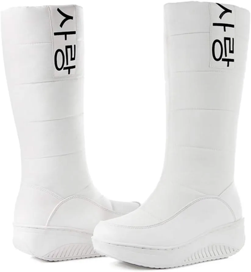 MIOKE Women's Fashion Waterproof Rain Snow Boots Mid Wide Calf Fur Lined Winter Warm Cold Weather Snow Boot