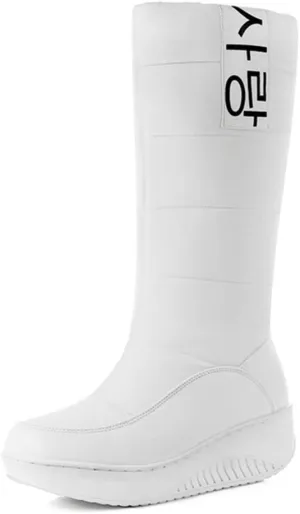 MIOKE Women's Fashion Waterproof Rain Snow Boots Mid Wide Calf Fur Lined Winter Warm Cold Weather Snow Boot