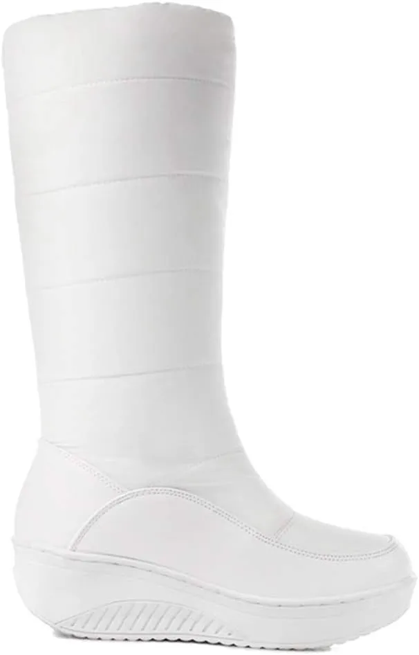 MIOKE Women's Fashion Waterproof Rain Snow Boots Mid Wide Calf Fur Lined Winter Warm Cold Weather Snow Boot