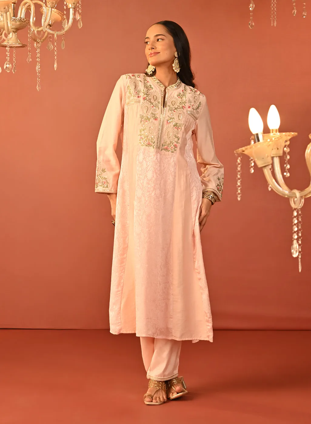 Sahira Pink Embroidered Designer Kurta Set for Women