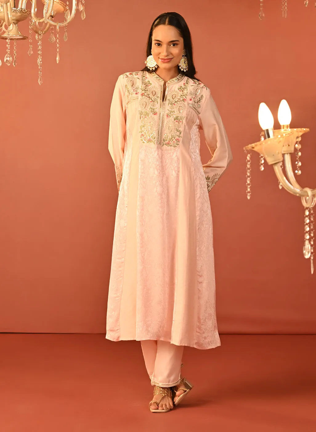 Sahira Pink Embroidered Designer Kurta Set for Women