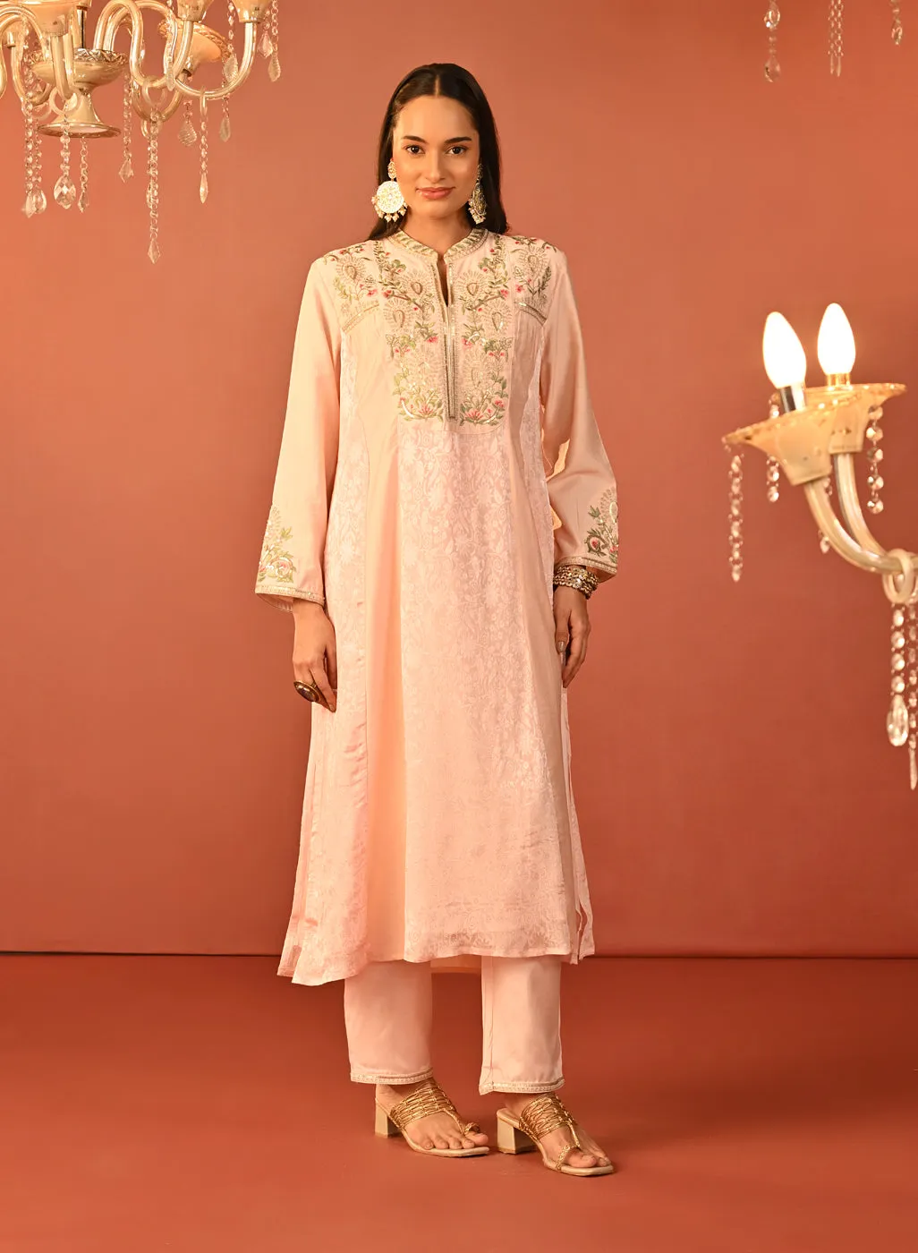 Sahira Pink Embroidered Designer Kurta Set for Women