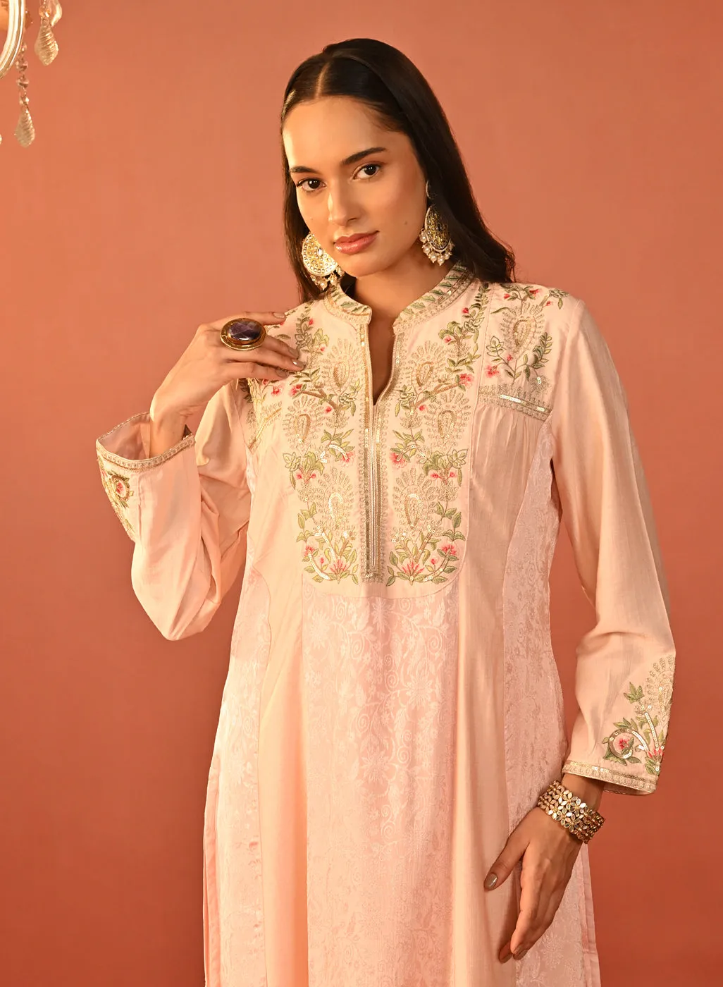 Sahira Pink Embroidered Designer Kurta Set for Women
