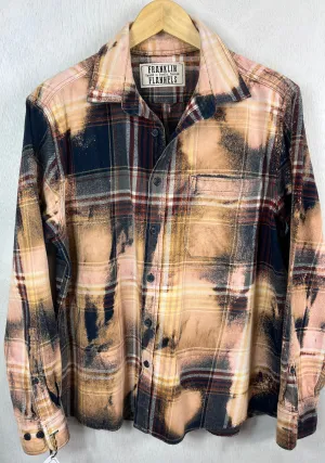 Vintage Navy Blue, Burgundy, Gold and Grey Flannel Size Medium