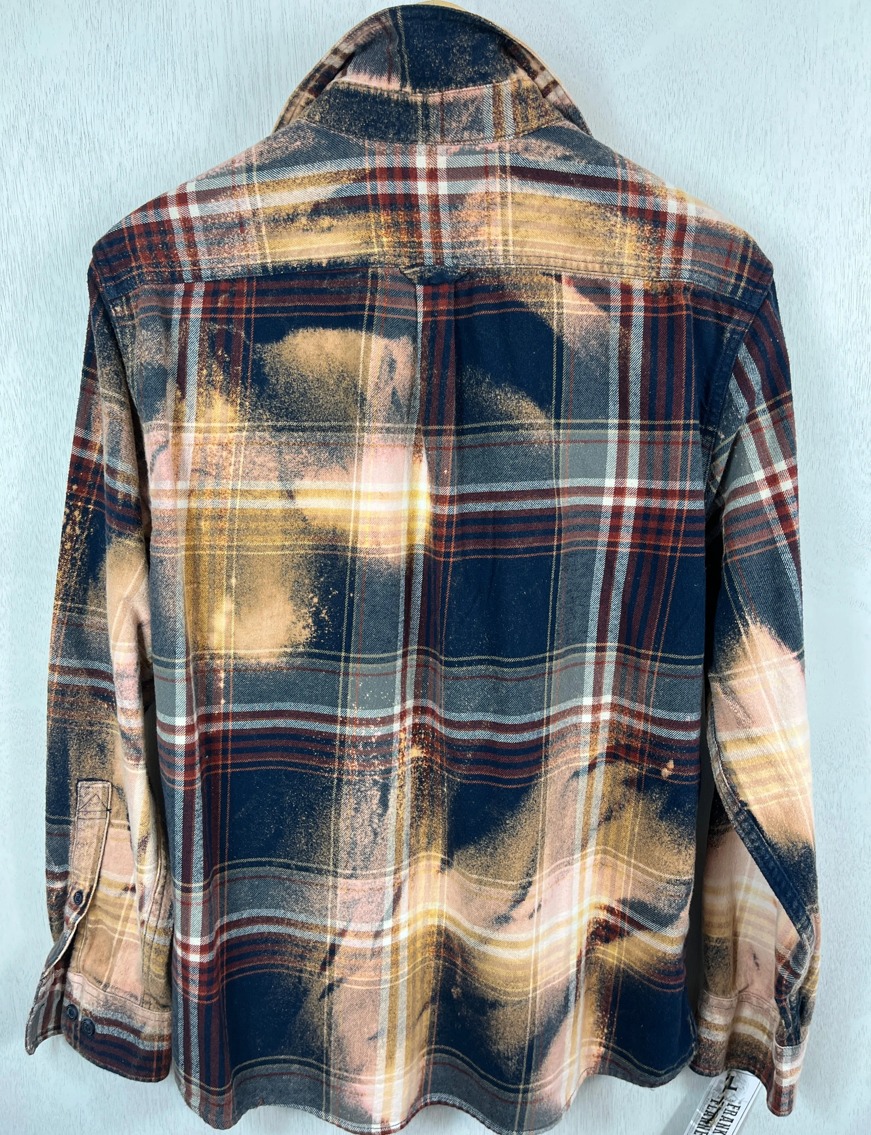 Vintage Navy Blue, Burgundy, Gold and Grey Flannel Size Medium